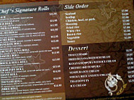 Ziree Thai Sushi menu