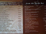 Ziree Thai Sushi menu