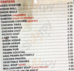 Hillmarton Tandoori menu