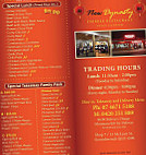 New Dynasty Chinese Restaurant menu