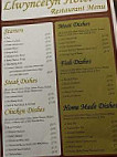 The Llywncelyn menu