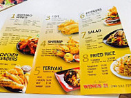 Wings 21 menu