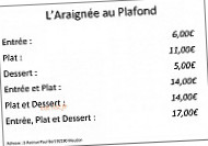 L'araignee Au Plafond menu