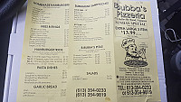 Bubba's Pizzeria menu