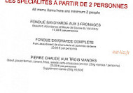 La Moraine menu