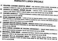 Rodolfo Pizzeria menu