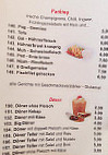 Asia Döner menu