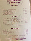 Rumeurs Bistro menu