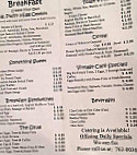 Vintage Cafe menu