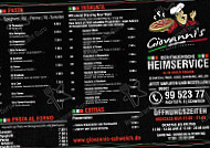 Pizza Heimservice Giovannis menu