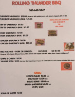 Rolling Thunder Bbq menu