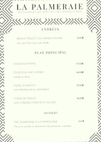 La Palmeraie menu