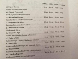 Perfect Pizza Plus menu