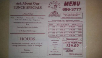 Steve-o's Pizza menu