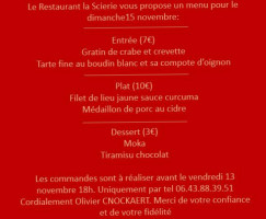 La Scierie menu