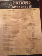 Haywood Smokehouse menu