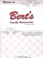 Bert's menu