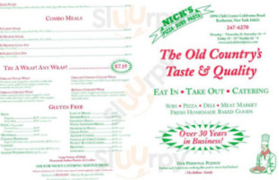 Nick's Pizza And Italian Deli menu