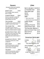 Sugar Maple Cafe menu