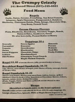 The Grumpy Grizzly menu