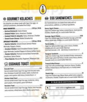 Egghaus Gourmet menu