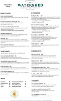 The Watershed Pub menu