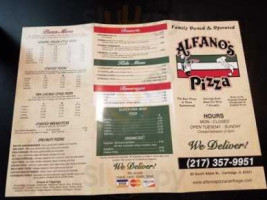 Alfano's Pizzeria menu