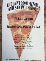 Paint Room Pizzeria Sandwich Shop menu