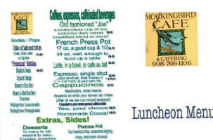 Mockingbird Cafe menu