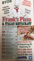 Frank's Pizza menu