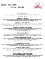 Brady's Run Grille Guest House menu