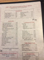 Jaks Downtown Diner menu