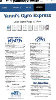 Yanni's Gyro Express menu