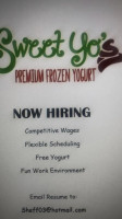 Sweet Yo's menu