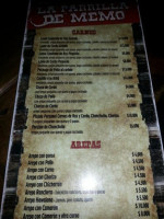 Parrilla De Memo menu