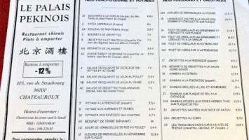 le palais pekinois menu