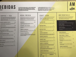 Vivir Modern Mexican menu