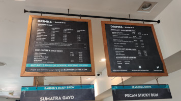 Barnie's Coffee Tea menu