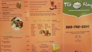 Pho Khang menu