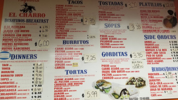 Taquería El Charro I menu