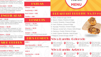 Viva Burrito Co menu