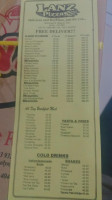 Lanz Pizza menu