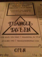 Triangle Tavern menu