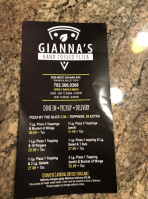 Gianna's Pizza menu