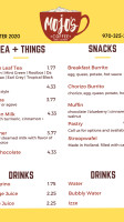 Mojo's Coffee Chai Teas menu