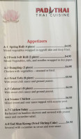 Pad Thai menu