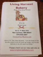 3 Questions Coffee Shop, Living Harvest Bakery menu