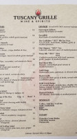 Tuscany Grille Wine menu