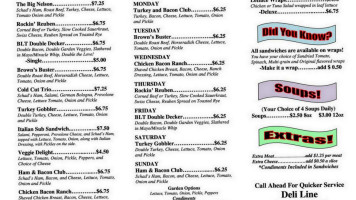 Deli Creations menu