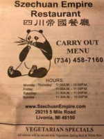 Szechuan Empire menu